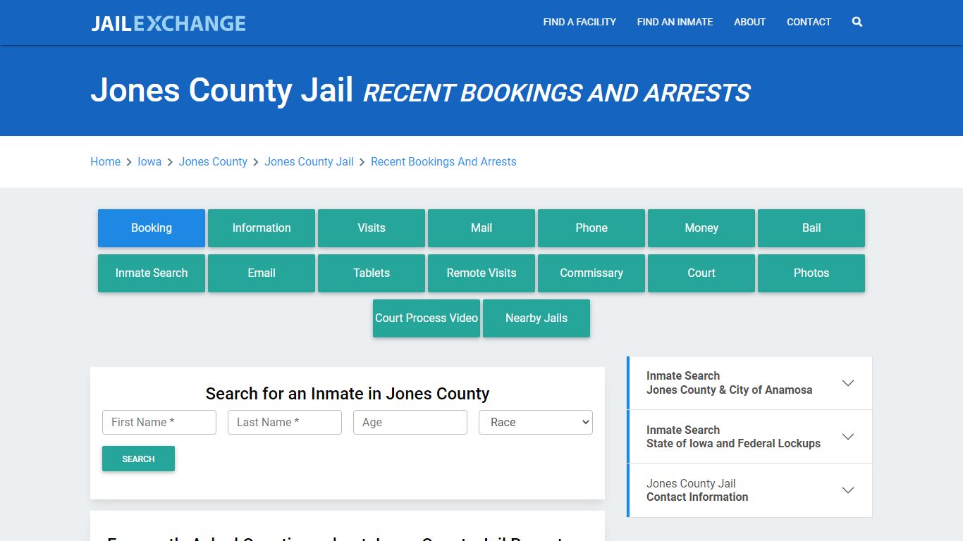 Jones County Jail IA Recent Arrests and Bookings - Jail Exchange