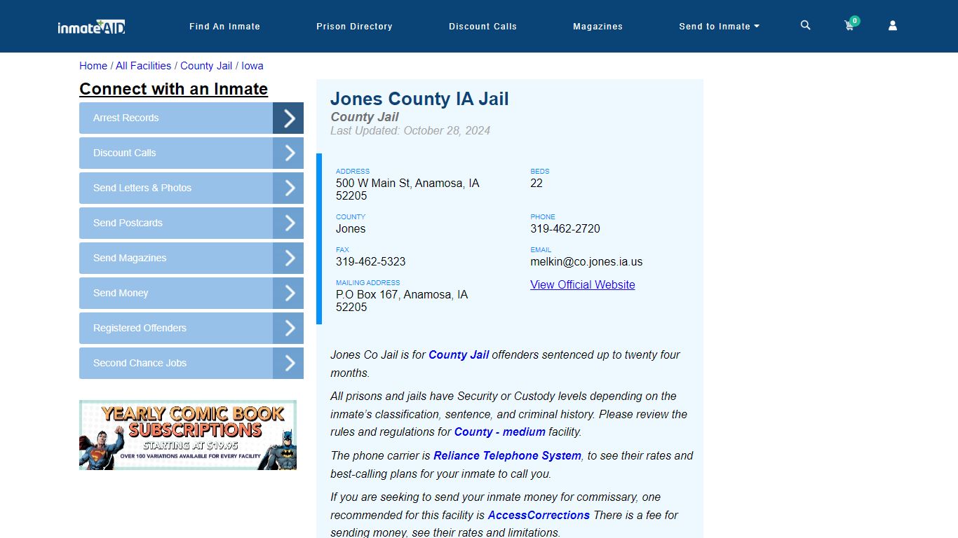 Jones County IA Jail - Inmate Locator